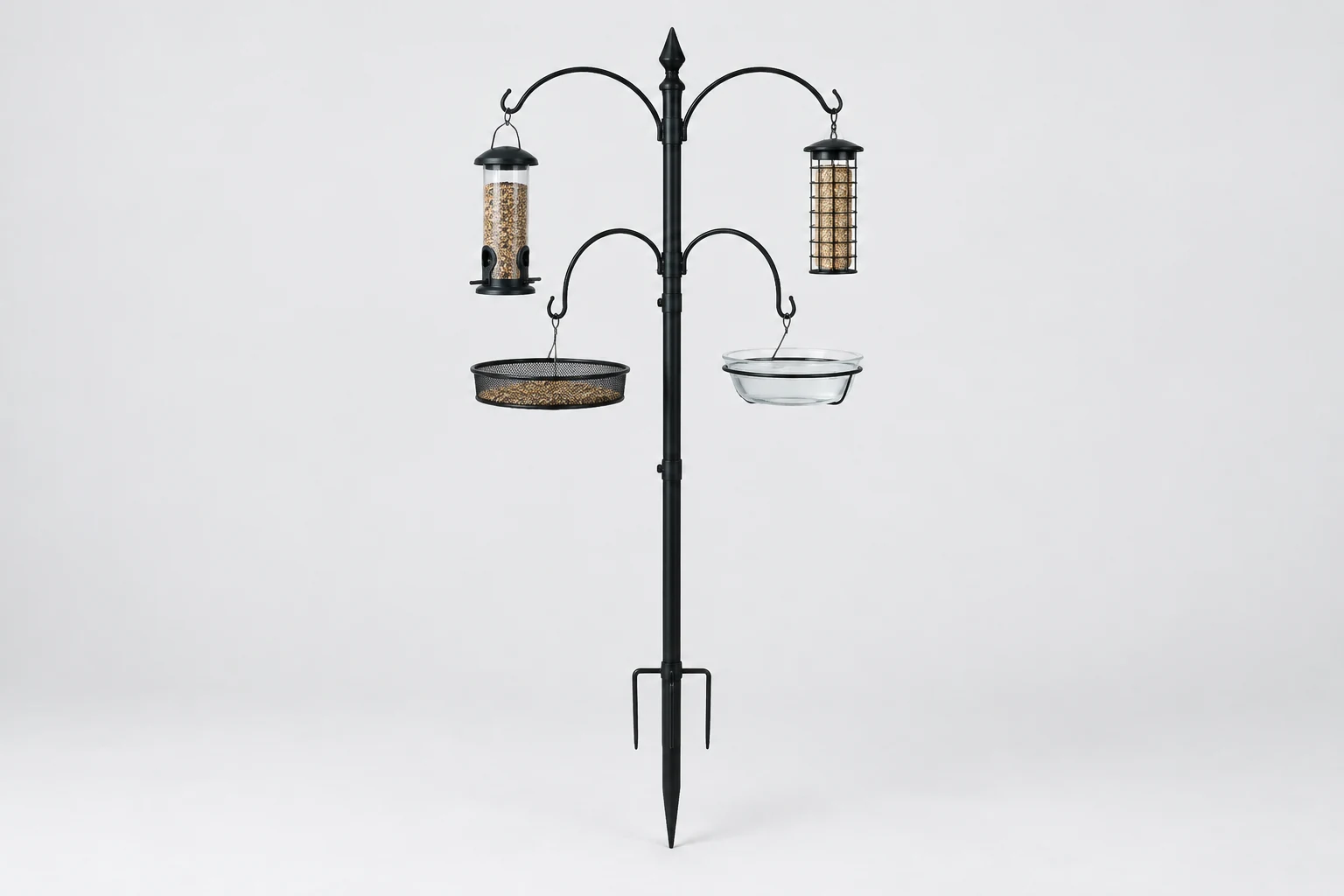 Steel garden feeding station with four arms